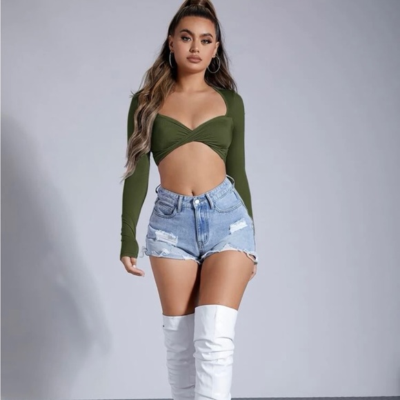 Tops - Army Green Crop Top
